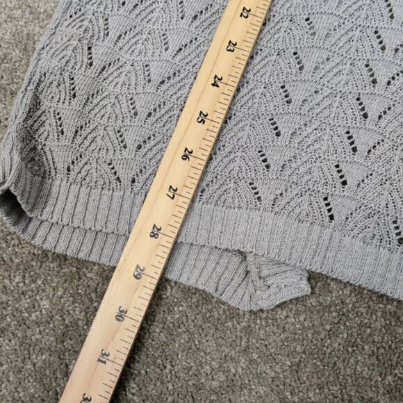 Foxxy Lady Women's Cardigan Size L Gray Cotton Knit Openwork Casual Resortwear - Picture 8 of 8